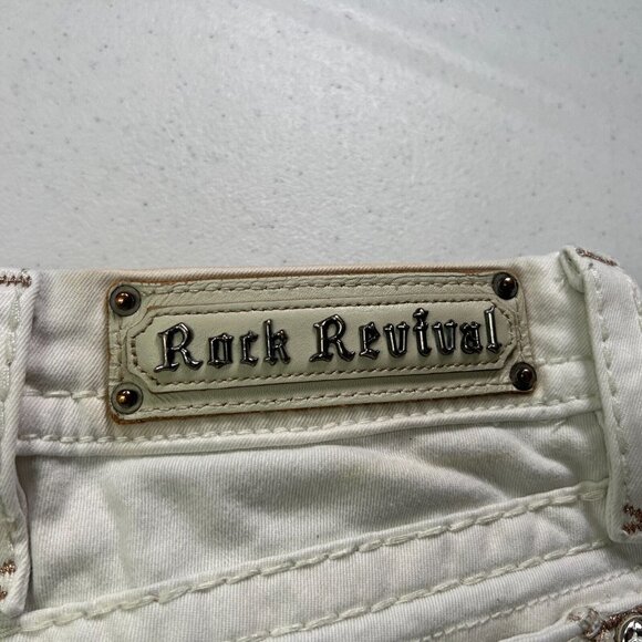 Rock Revival Hanaya Crop Jeans Womens 28 White Stretched Denim Ankle - Picture 4 of 13